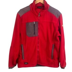 Dri Duck Red Gray Men's Large Outdoor Gorpcore Fleece Full Zip Jacket